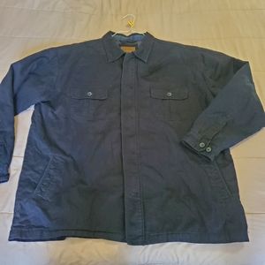 St. John Bay Man Black Button-Down with Zipper Outdoor Jacket, double layer